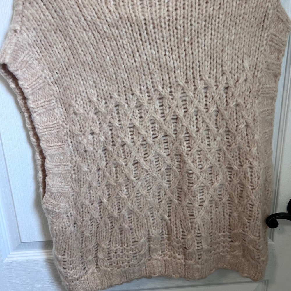 Free People West Coast Vest Powder Puff Cream Chunky Knit Mock Neck New S - Picture 9 of 9